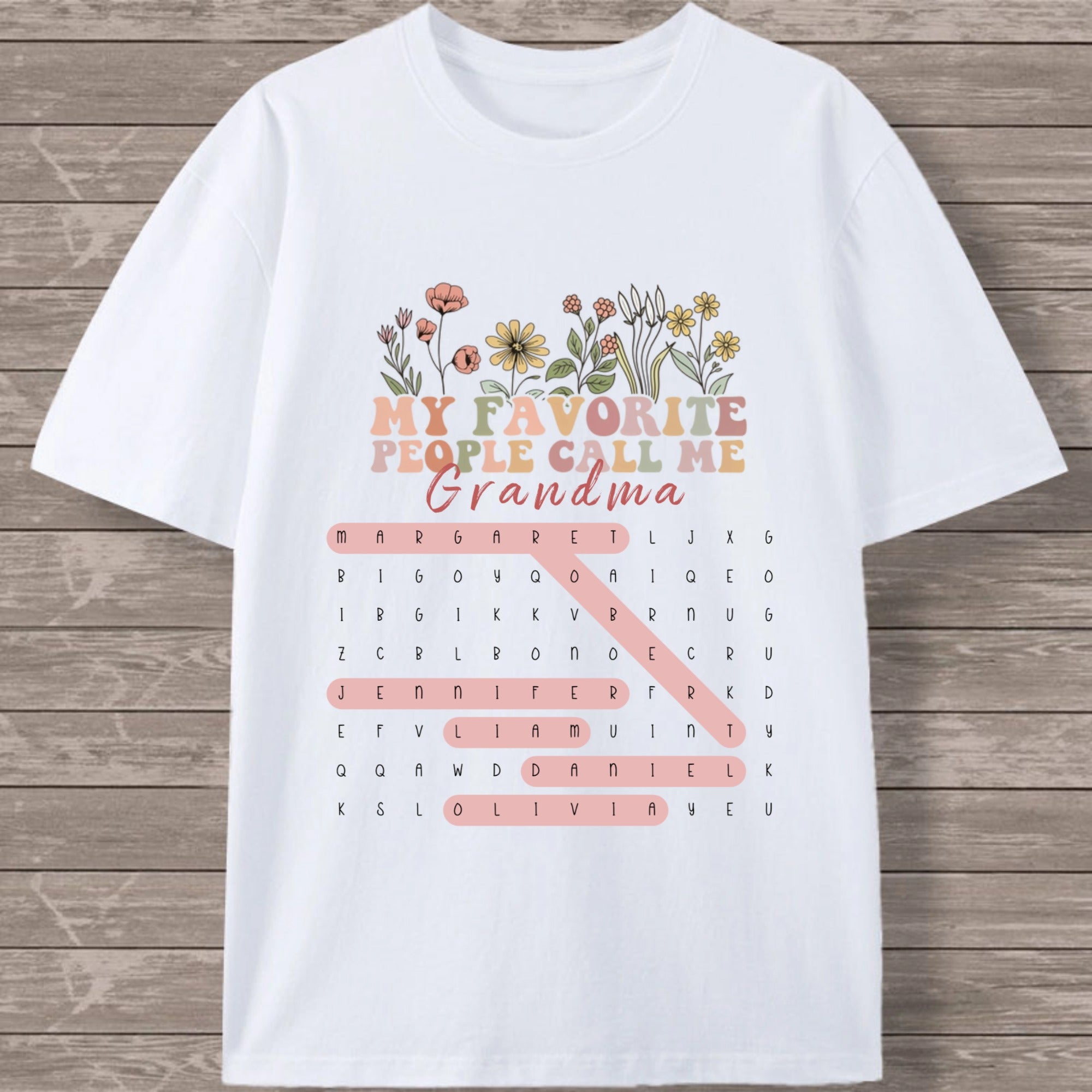 Personalized Family Names Puzzle Cotton Shirt, Custom Name Design, Heartwarming Gift for Mom, Mother's Day, Family Reunion and Birthday