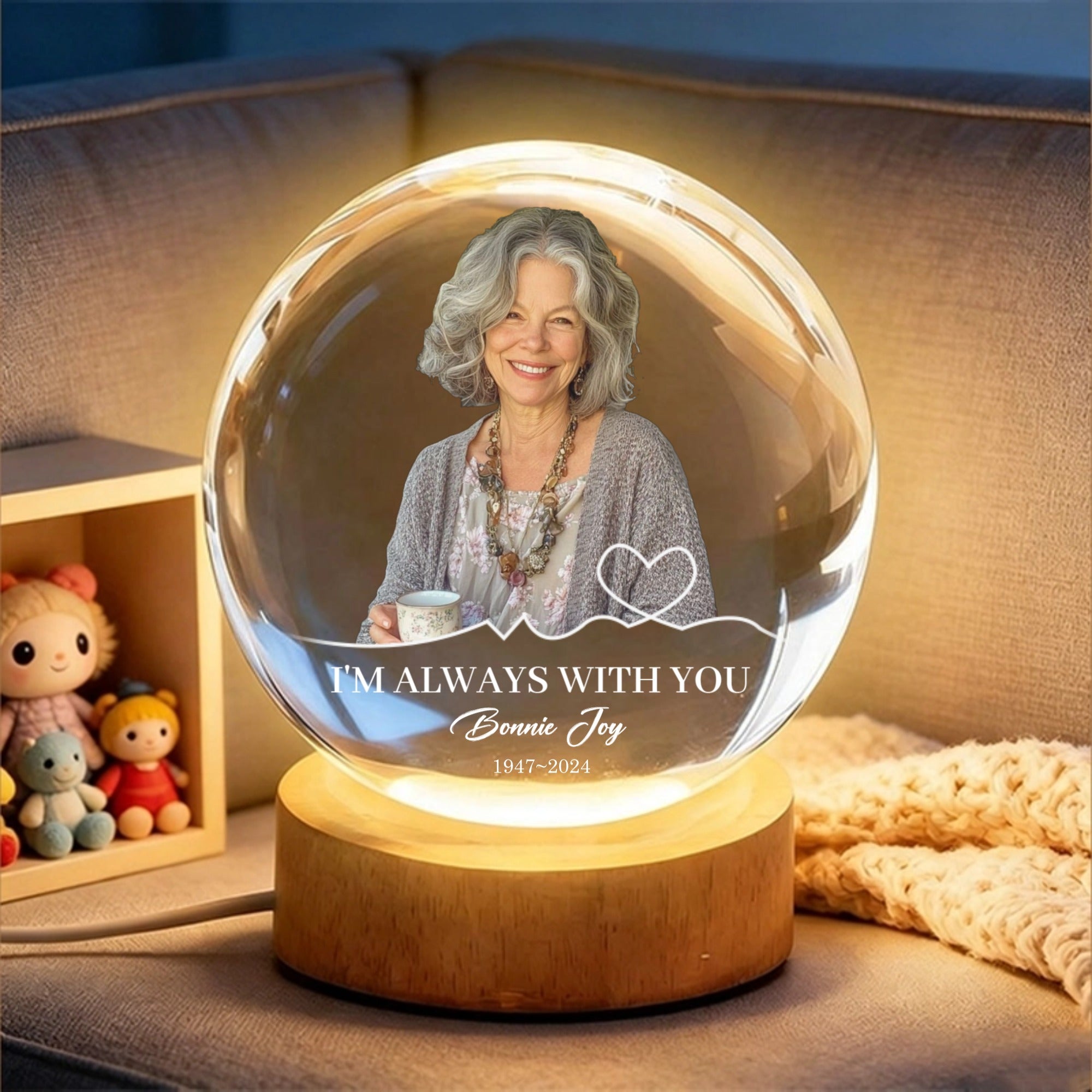 Personalized Moon-Themed Ambient Lights, Printed With A Portrait, Symbolizing "I Will Always Be With You," Make A Unique Commemorative Gift To Family And Friends To Express Condolences And Remembrance.