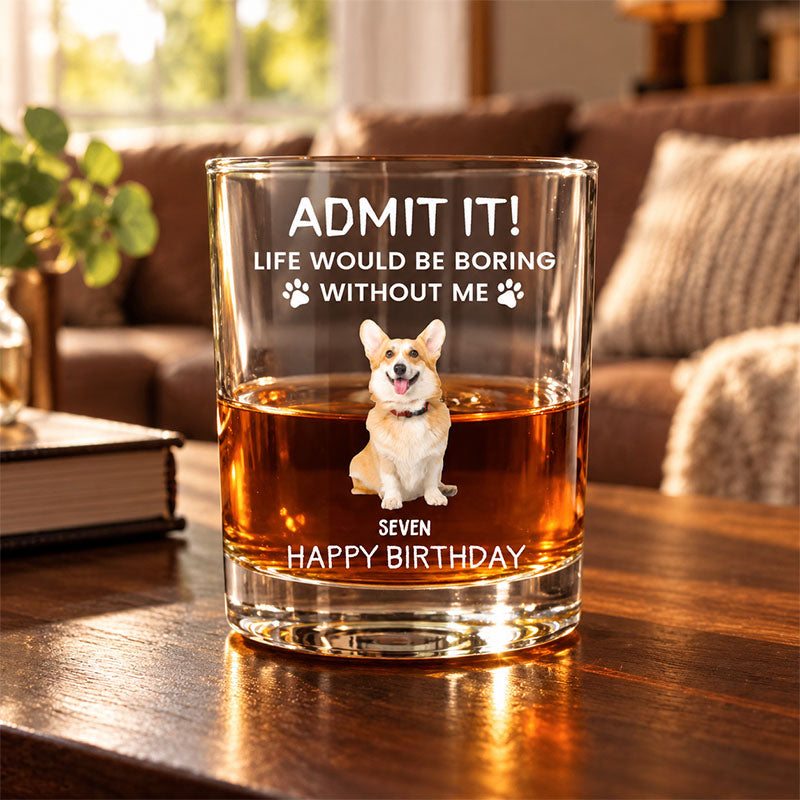 Personalized Pet Photo Whiskey Glass, Custom Quote & Name Rocks Glass for Pet Lovers, Christmas & Birthday Gift
