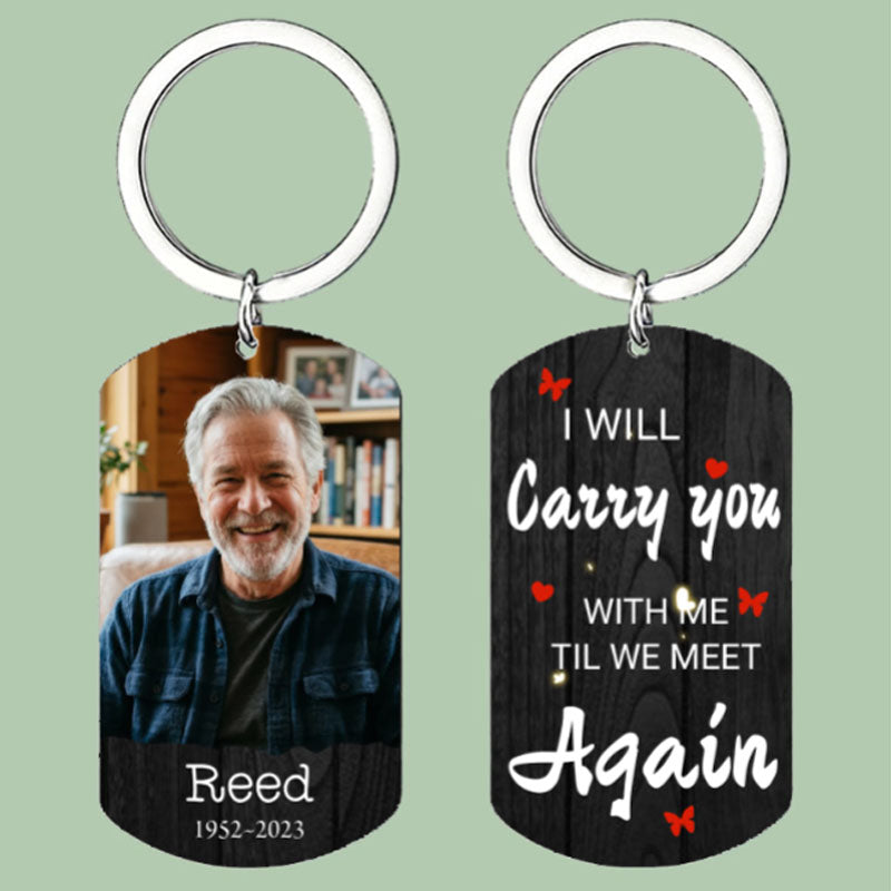 Custom Photo Memorial Keychain, Personalized Stainless Steel Keepsake for Loss of Loved One, Sympathy Gift for Family and Friends