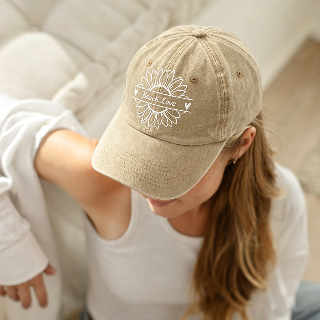 Personalized Sunflower Print Design, Custom Washed Baseball Cap, The Versatile Gift For Every Occasion