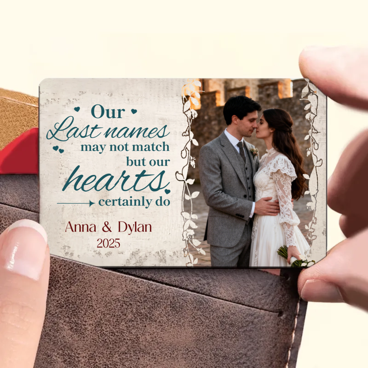 Our Hearts Match Metal Wallet Card, Keepsake Gift for Couples, Lovers, Perfect for Anniversary, Engagement, Christmas, Valentine’s Day