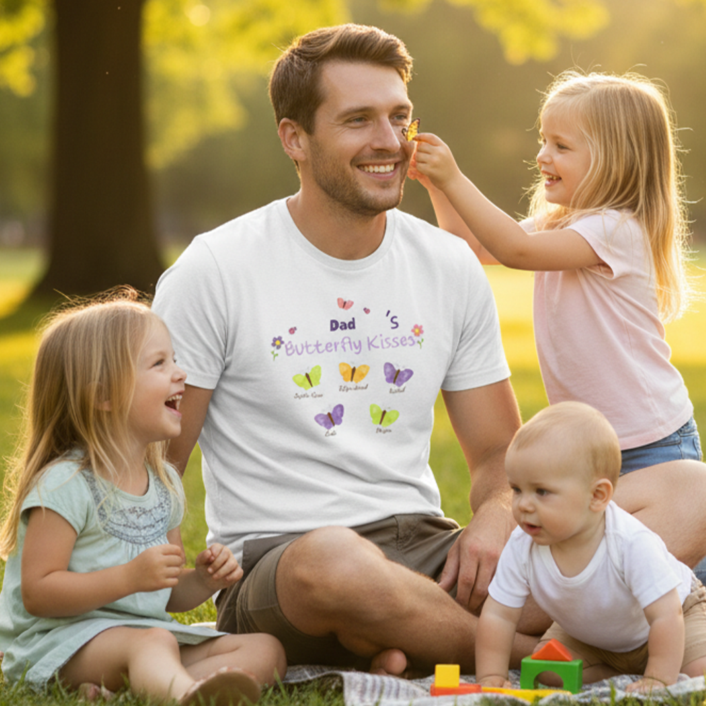 Personalized Family Butterfly Name T-Shirt Design, Custom Butterfly Kisses Top, The Sweet Keepsake Gift For Family