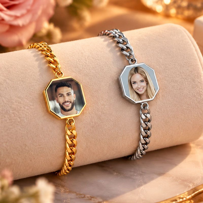 Personalized Heat Activated Hidden Photo Bracelet, Custom Name and Photo, Exquisite Keepsake Jewelry, Perfect Anniversary Birthday Gift for Couples, Friends and Family