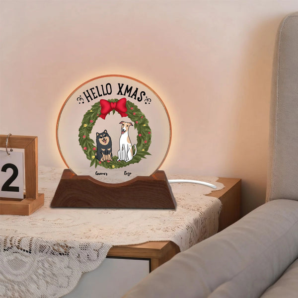 Hello Xmas Christmas Personalized Night Light, Holiday Pet Lover Gift for Dog Owners, Christmas and Pet Birthday Celebration