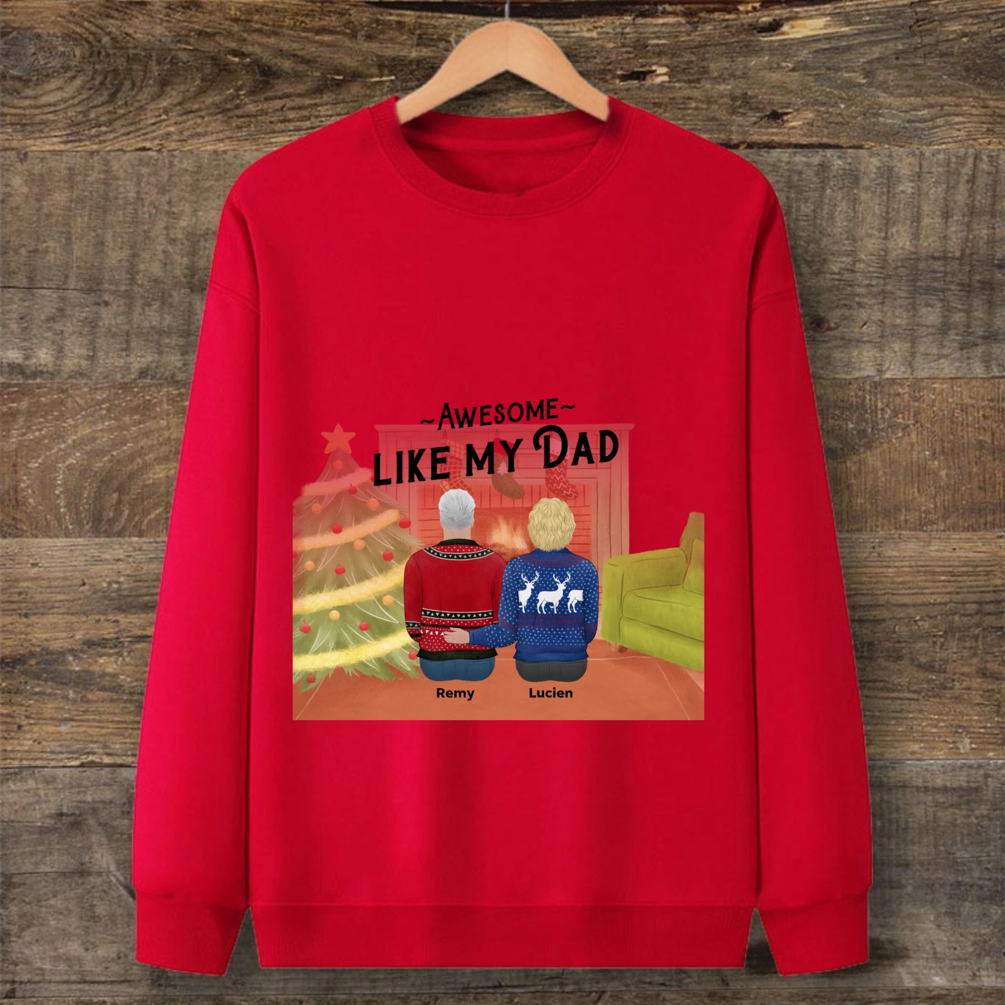 Awesome Like My Dad Christmas Personalized Sweatshirt, Holiday Gift For Dads And Sons, Family Christmas And Father's Day Celebration