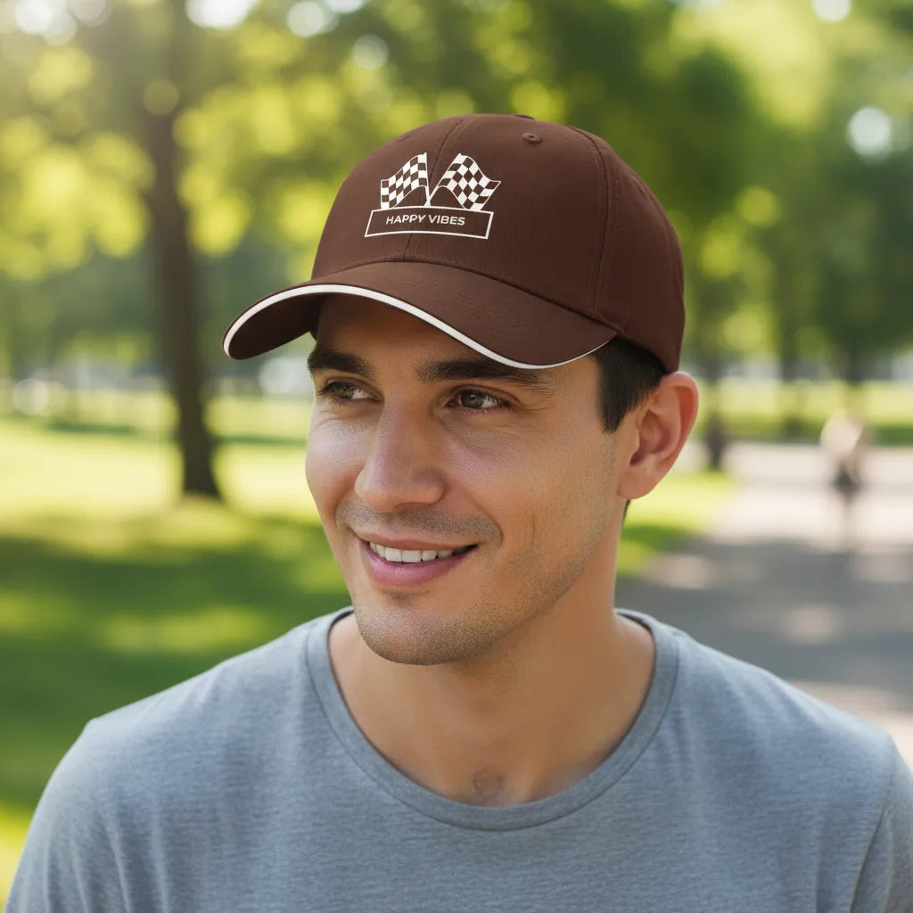 Customizable Race Flag Print Cap, Personalized Text Hat, The Ideal Gift For Casual Trend Lovers