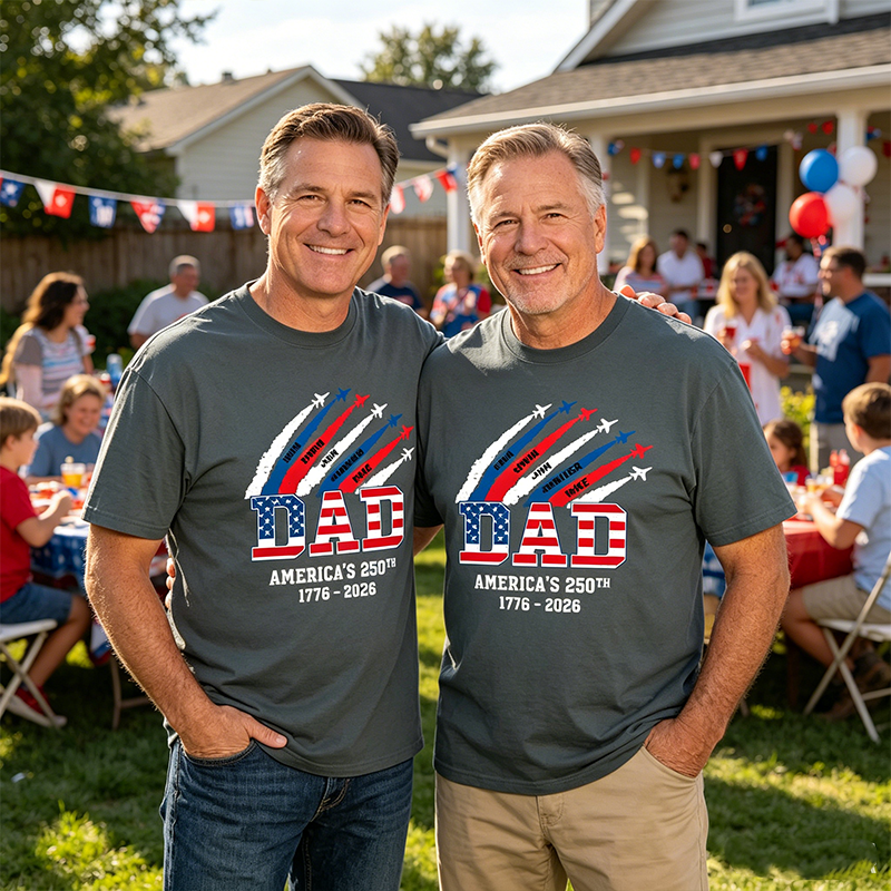 Personalized 250th Anniversary Of The Founding Of The United States Commemorative Shirts, Customizable With Children's Names, Perfect As A Special Family Outfit For Grandpa Or Dad