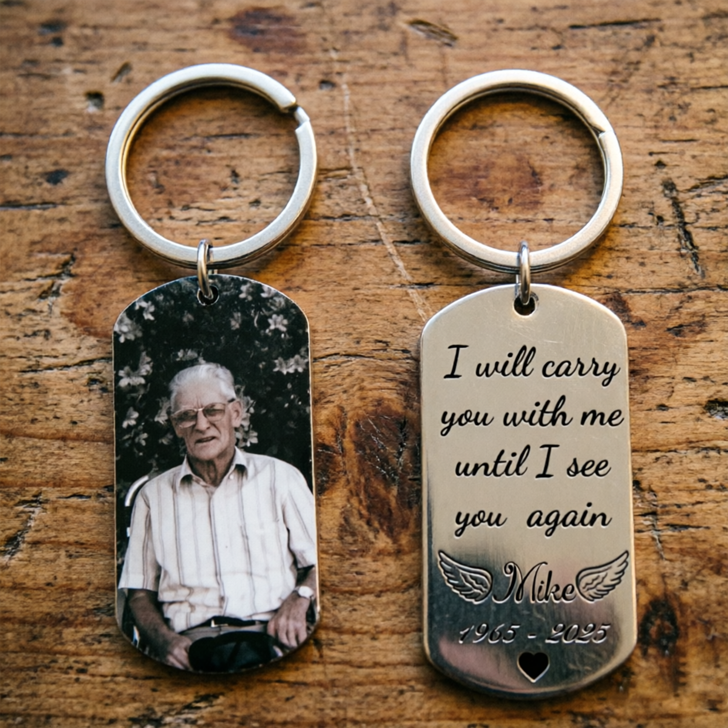 I Will Carry You With Me Until I See You Again, A Personalized Metal Keychain To Commemorate The Departed