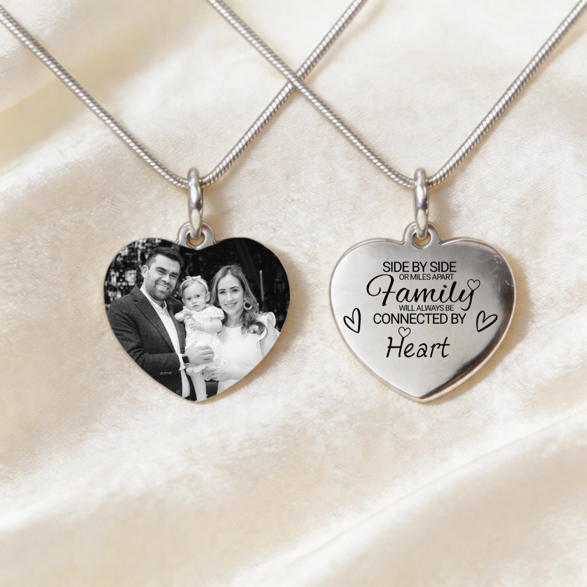 Personalized S925 Silver Necklace Customized with Photo, Quotes &Name - Unique Gift for Family Members with Whole of Love