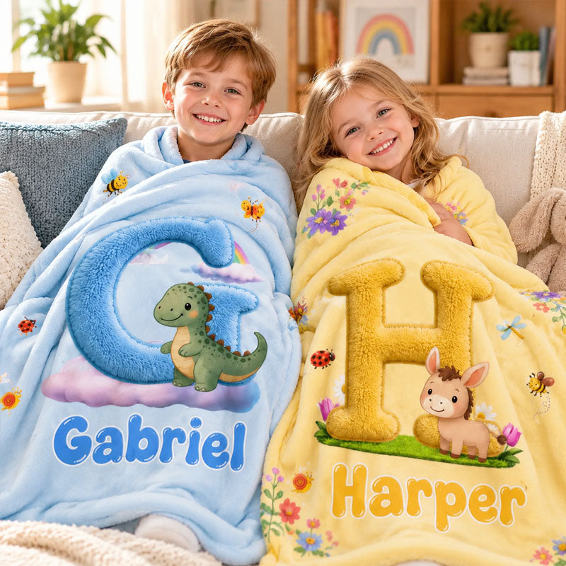 Personalized Cartoon Fantasy Unicorn Kids Blanket, Custom Name Animal Shape Blanket, Soft Daily Use Throw, Birthday Gift for Children