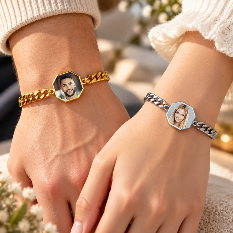 Personalized Heat Activated Hidden Photo Bracelet, Custom Name and Photo, Exquisite Keepsake Jewelry, Perfect Anniversary Birthday Gift for Couples, Friends and Family