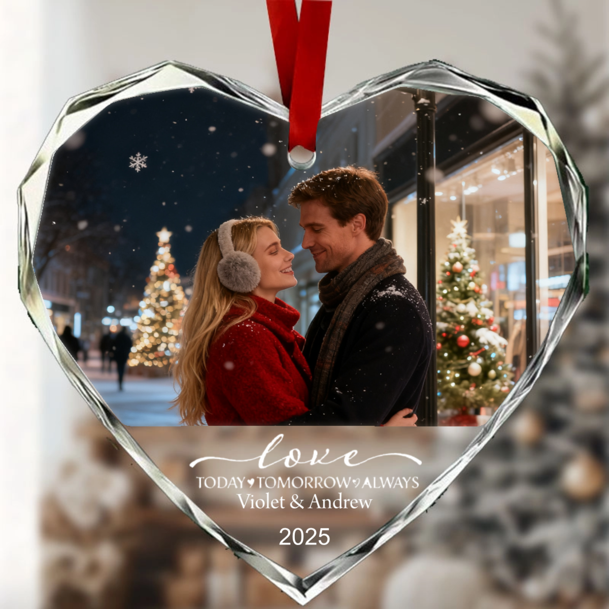 Eternal Love Heart Crystal Ornament, Romantic Gift for Couples, Family, Newlyweds, Perfect for Family, Anniversary