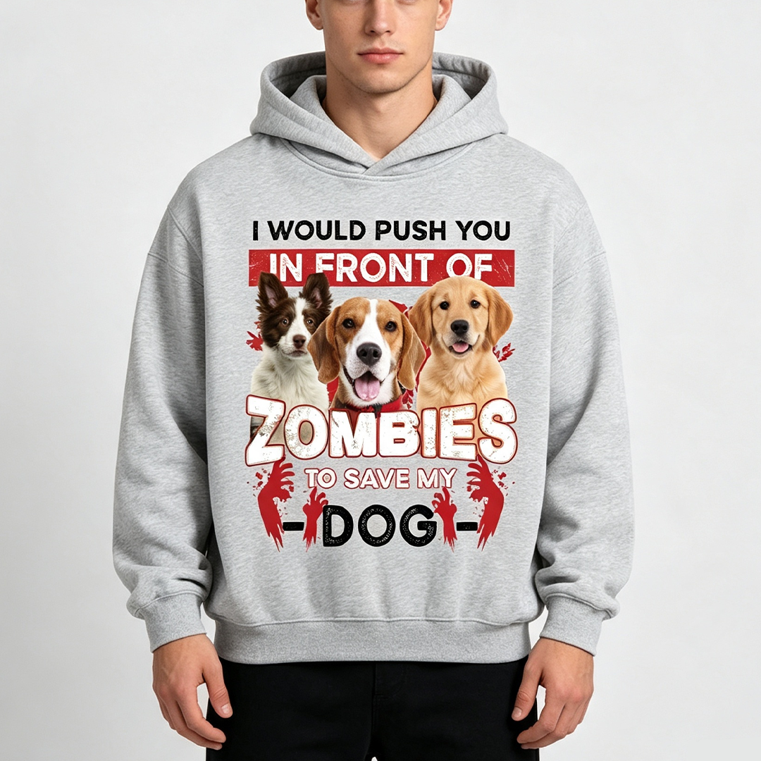 Personalized Pet Zombie Theme Design, Custom Print Cropped Boxy Hoodie, Perfect Gift for Pet Lovers