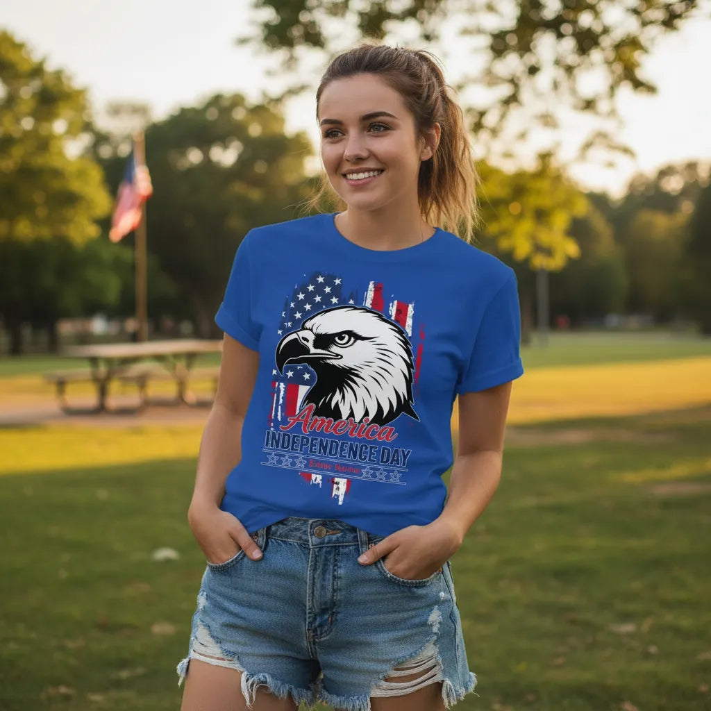 Customizable 4Th Of July American Eagle Shirt, Personalized Name Patriotic Independence Day Tee, Ideal Gift For Proud Americans