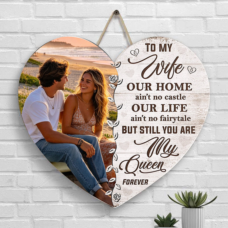 Personalized "You Are My Queen Forever" Wood Sign for Wife – Anniversary Gift for Couple