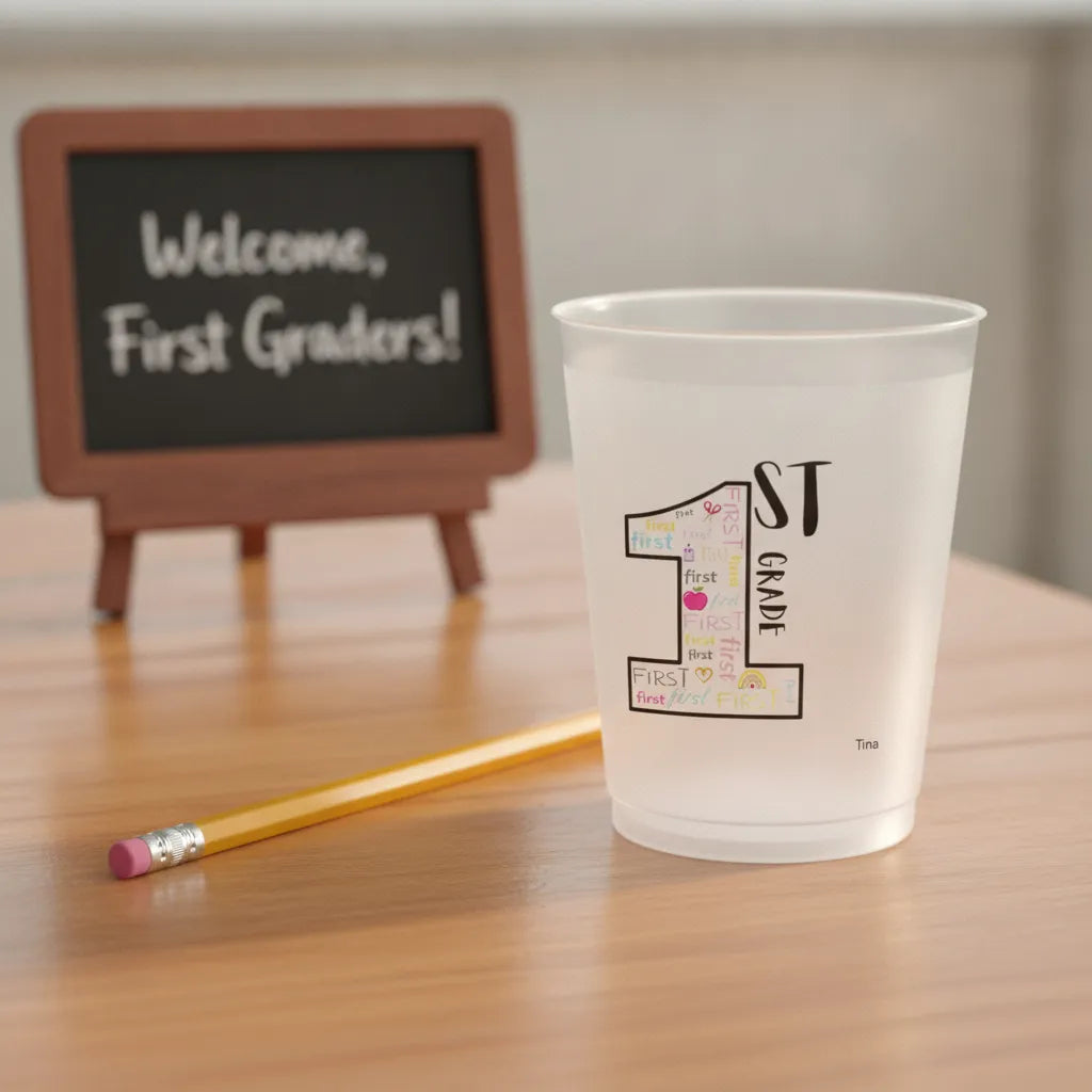 Personalized Back to School Frosted Party Cup, Custom Grade & Name Disposable Cup for First Day of School Celebration, Classroom Party Supplies