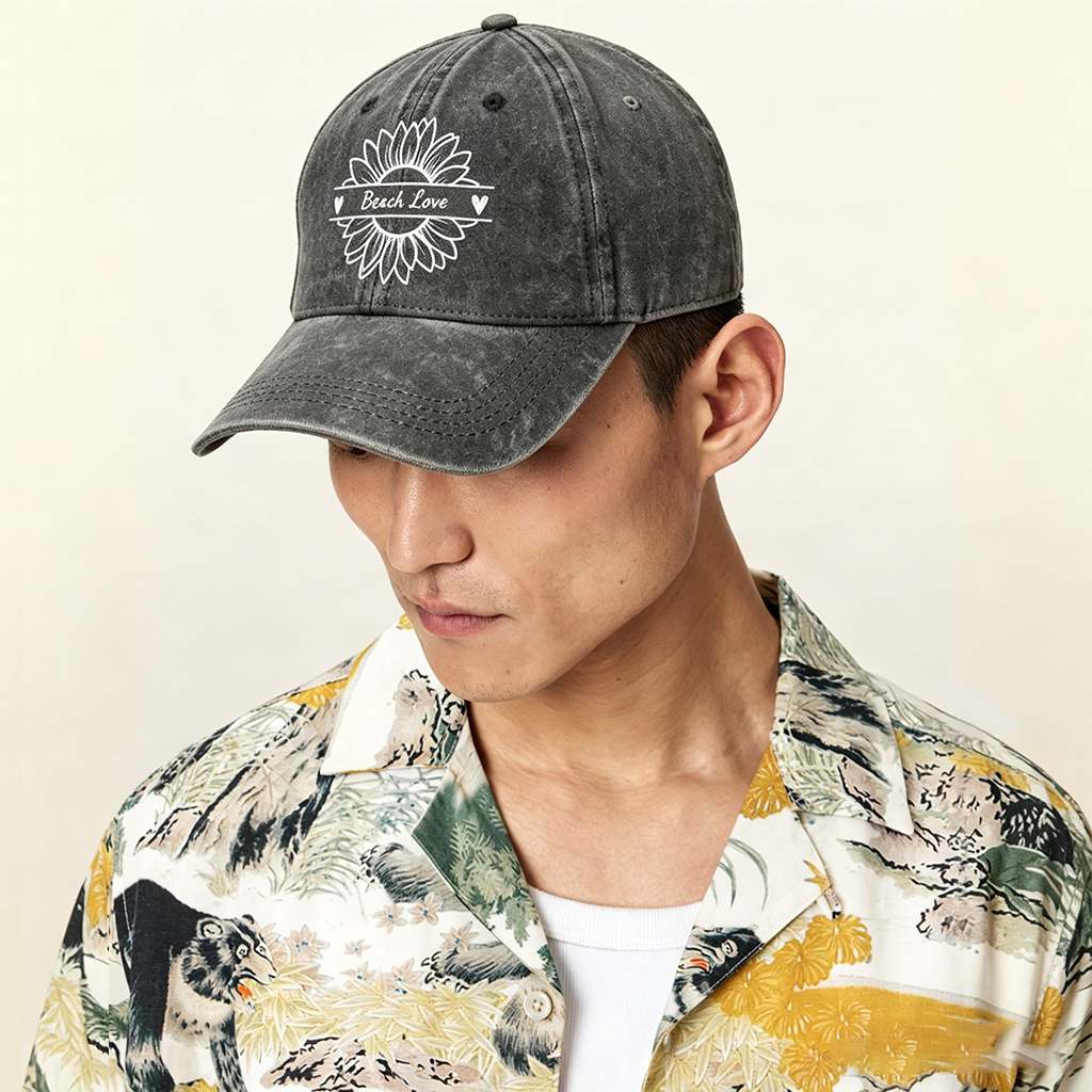 Personalized Sunflower Print Design, Custom Washed Baseball Cap, The Versatile Gift For Every Occasion