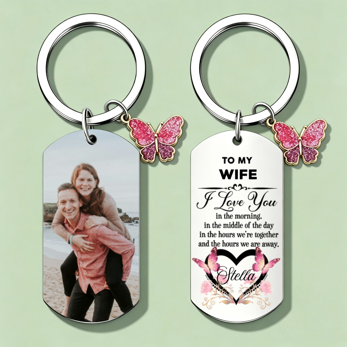 Personalized Rectangular Dog Tag Design, Custom Photo Metal Keychain Product, The Perfect Gift For Your Beloved One