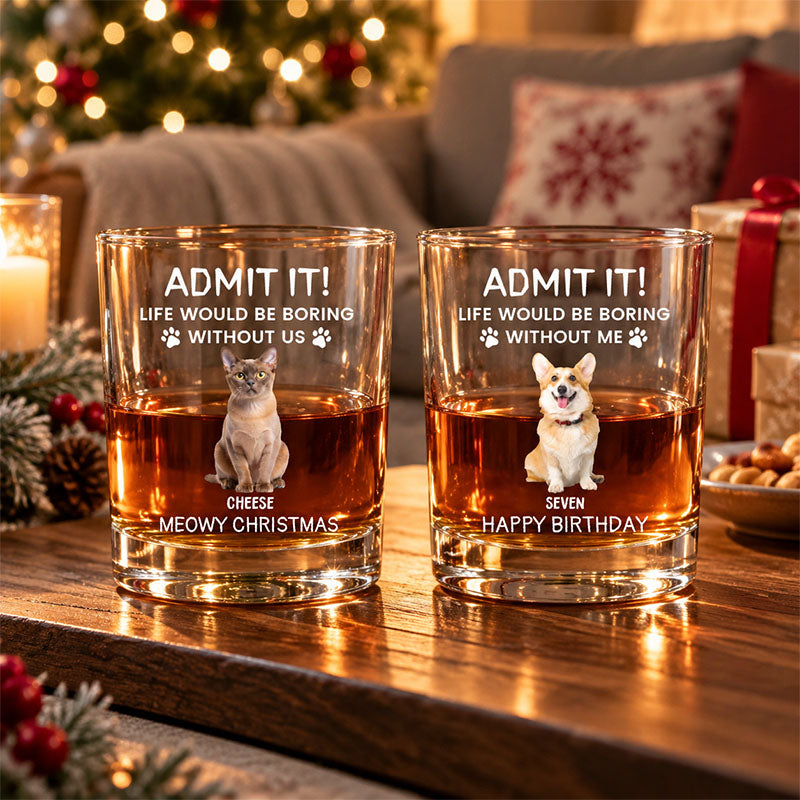 Personalized Pet Photo Whiskey Glass, Custom Quote & Name Rocks Glass for Pet Lovers, Christmas & Birthday Gift