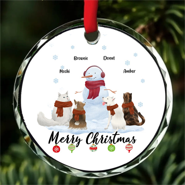 Personalized Christmas Crystal Round Hanging Ornaments, Unique Decorative Items For Pet Lovers