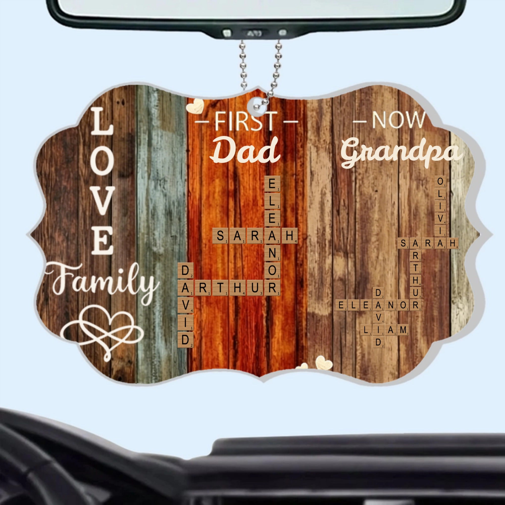 Safe Driving Personalized Customized Family Word Puzzle Game Car Badge, "First It Was Dad, Now It's Grandpa", Allows Customization Of Family Names. The Most Special Gift For Family Members