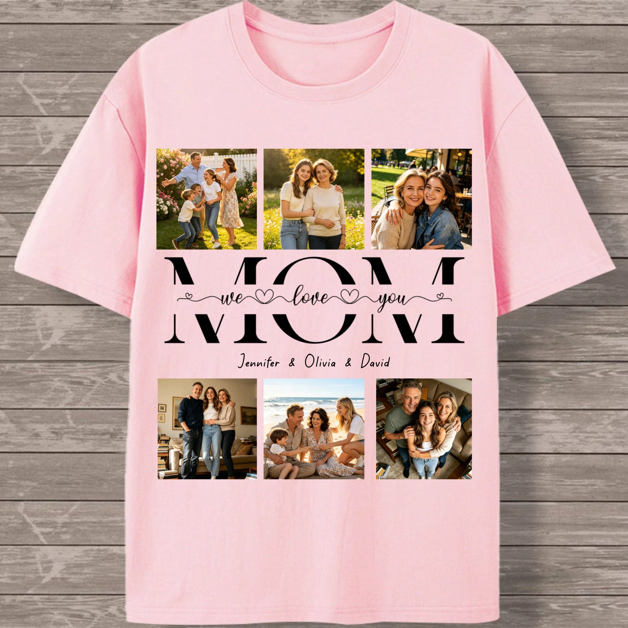 Personalized cotton custom photo name shirt. As a family gift for your mother, it is suitable for Mother's Day, birthday and family gatherings. It is suitable for both men and women.