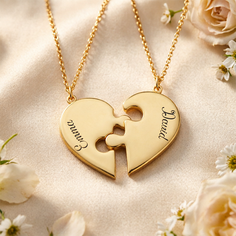 Personalized Heart-Shaped Name Puzzle Necklace, Perfect As A Heartfelt Gift Between Lovers