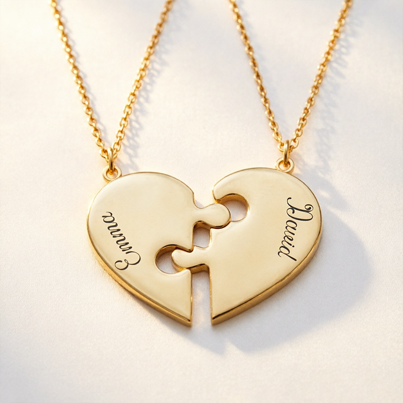 Personalized Heart-Shaped Name Puzzle Necklace, Perfect As A Heartfelt Gift Between Lovers