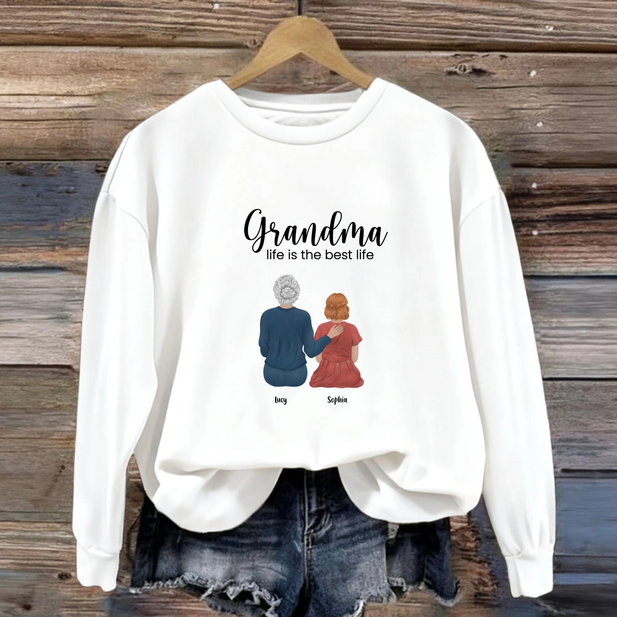 Personalized Grandma & Grandchild Sweatshirt, Custom Matching Outfit with Names for Grandmas, Heartwarming Gift for Grandparents Day & Birthdays, Unisex Fit