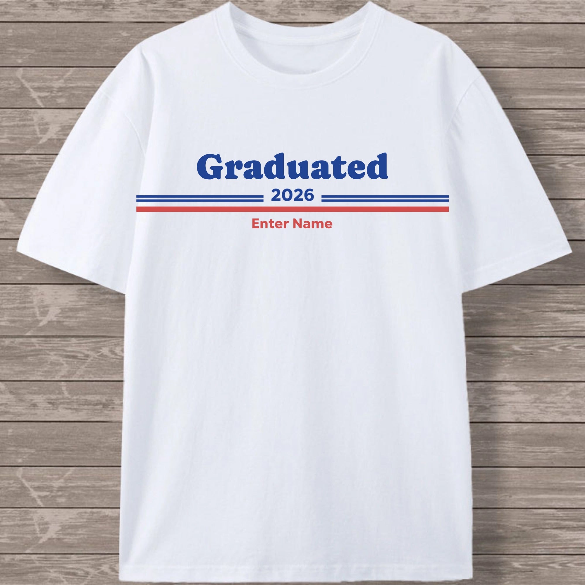 Personalized Minimal Striped Print T-Shirt Design, Customizable Text, Date And Name, The Perfect Gift For Family Or Friends