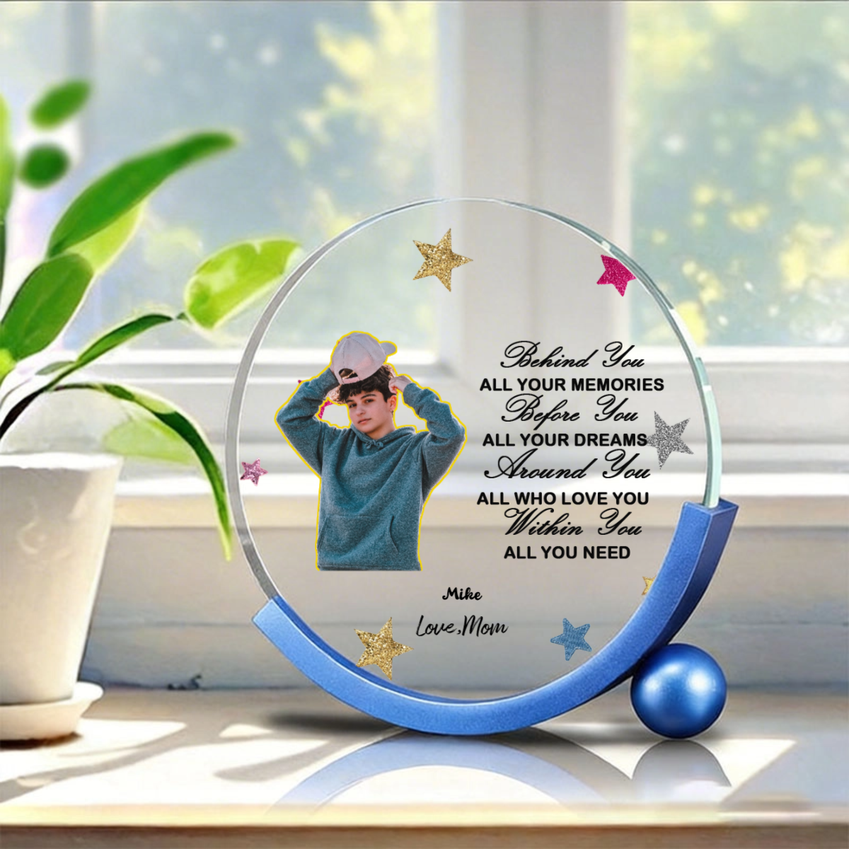 Personalized Crystal Plaque Customization Keepsake - Gifts For Family Members, Siblings, Brothers, Sisters,Daughter & Son for Back to School or Just Because
