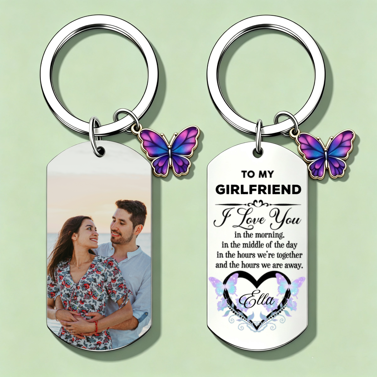 Personalized Rectangular Dog Tag Design, Custom Photo Metal Keychain Product, The Perfect Gift For Your Beloved One