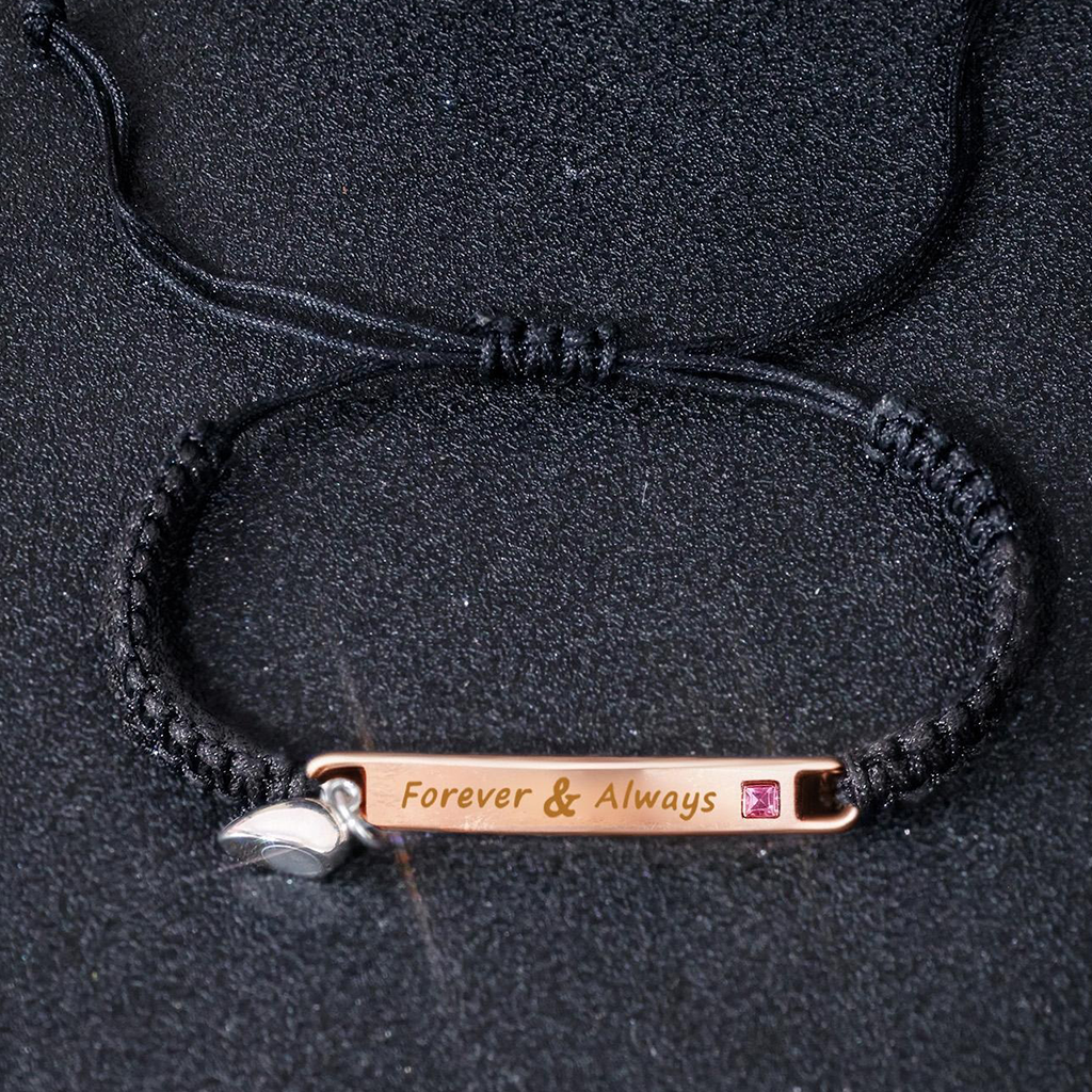 Personalized Forever & Always Couple Bracelets, Magnetic Heart Matching Braided Bracelet Set, Custom Engraved Promise Jewelry Gift For Lovers, Anniversary, Valentine’S Day