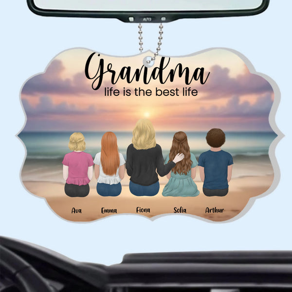 Personalized Grandma Life Is The Best Life Car Hanger, Heartfelt Gift For Grandma