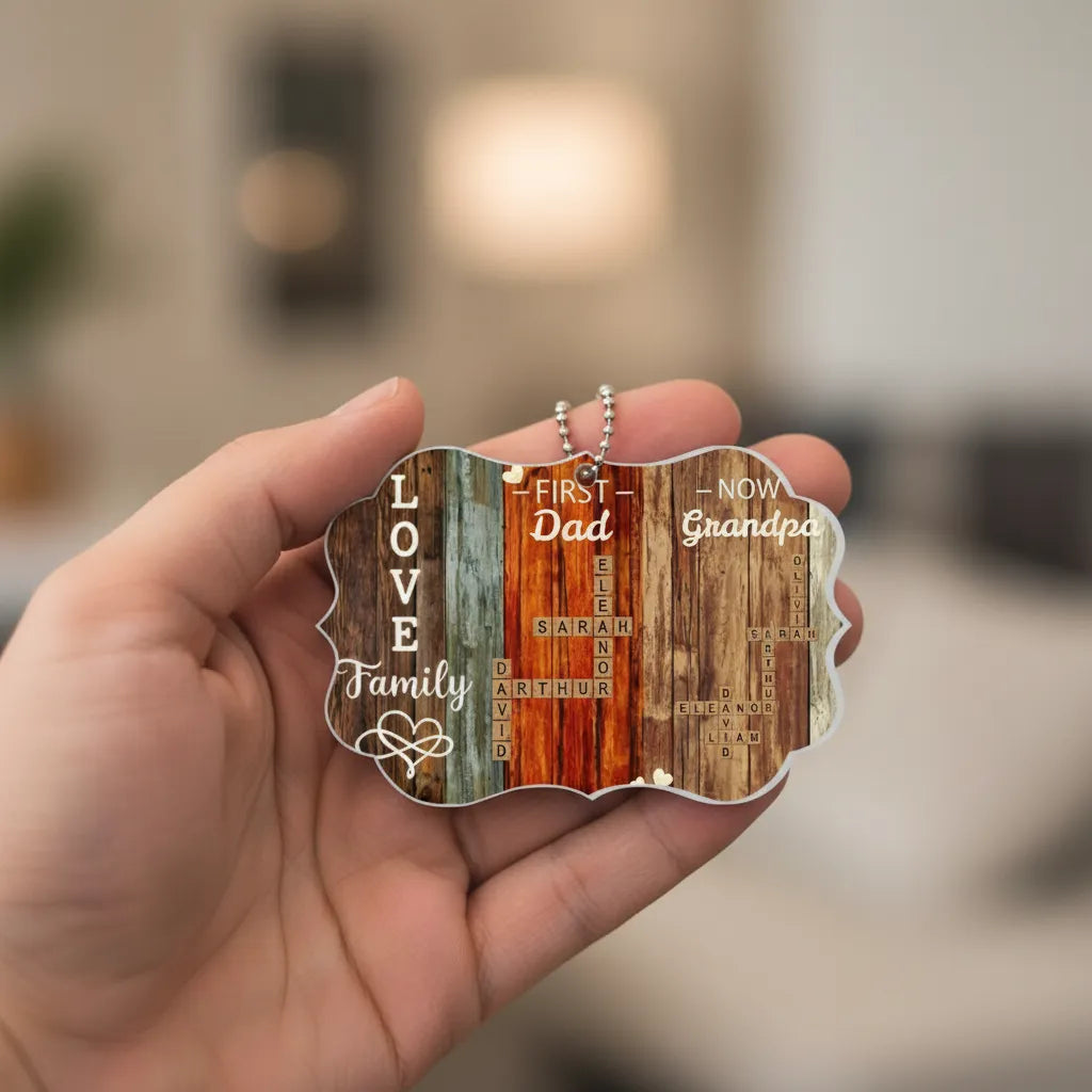 Safe Driving Personalized Customized Family Word Puzzle Game Car Badge, "First It Was Dad, Now It's Grandpa", Allows Customization Of Family Names. The Most Special Gift For Family Members