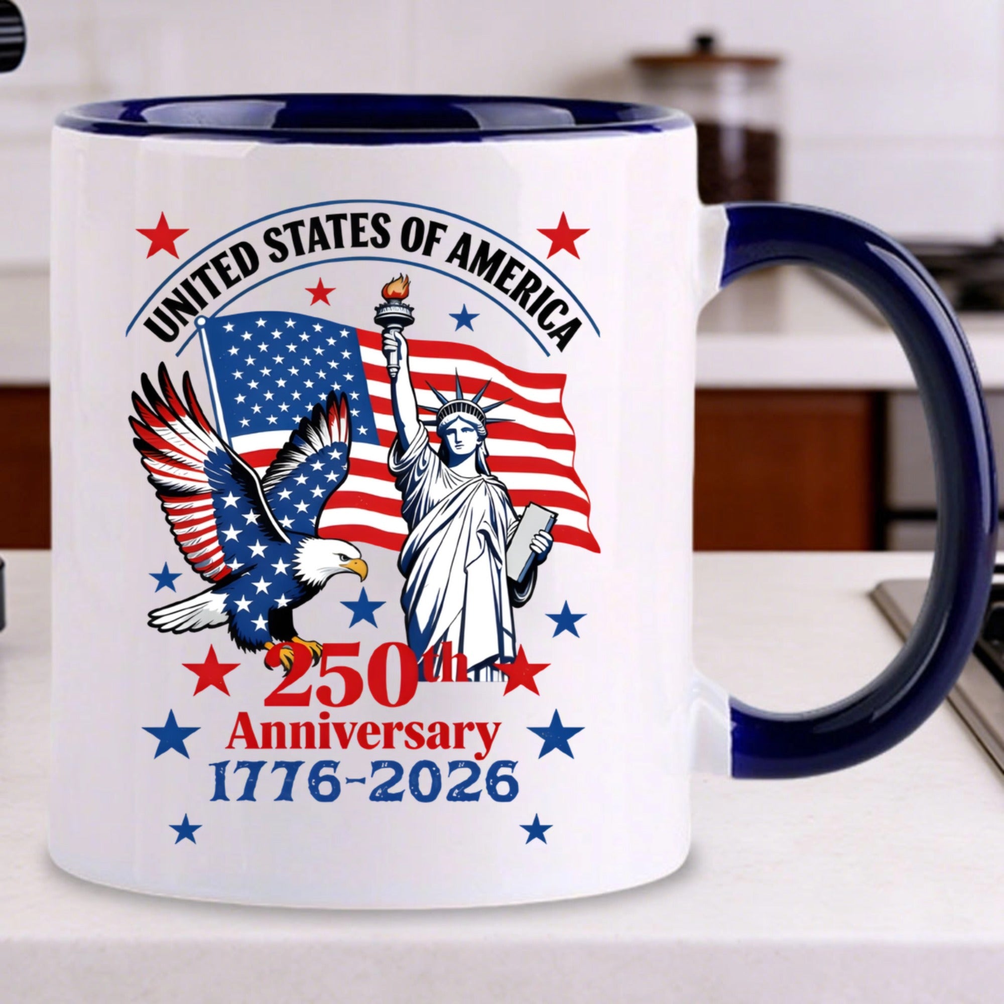Personalized USA 250th Anniversary Mug Design, Custom Patriotic Coffee Cup, The Perfect Gift For Proud Americans