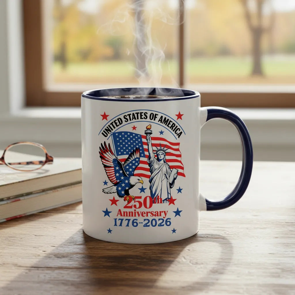 Personalized USA 250th Anniversary Mug Design, Custom Patriotic Coffee Cup, The Perfect Gift For Proud Americans