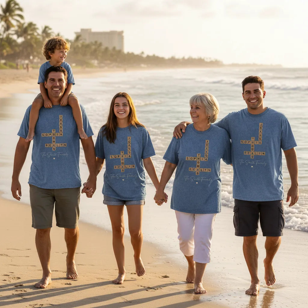Personalized Family Names & Inside Jokes into Forever Connected Art Unisex Snowflake T-shirt - Perfect Gift for Siblings, Family & Any Loved Ones