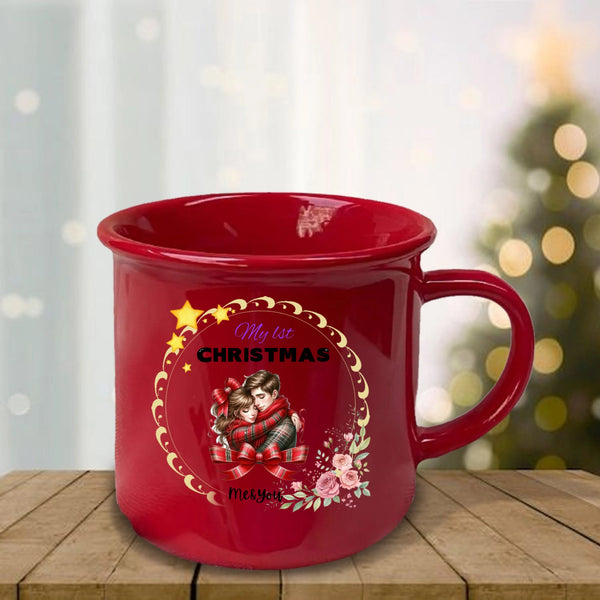 Personalized Custom Christmas Ring Mug, Gift For Newlyweds Or Partners