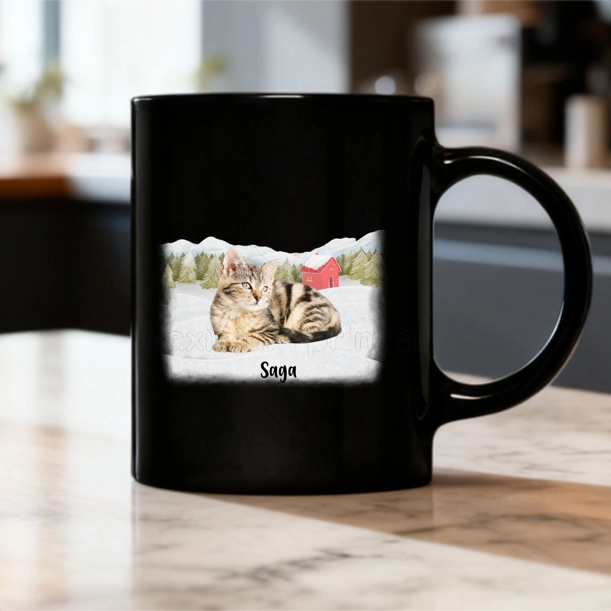 Personalized Christmas With My Pet White & Black Mug, Custom Photo Gift For Dog Cat Owners