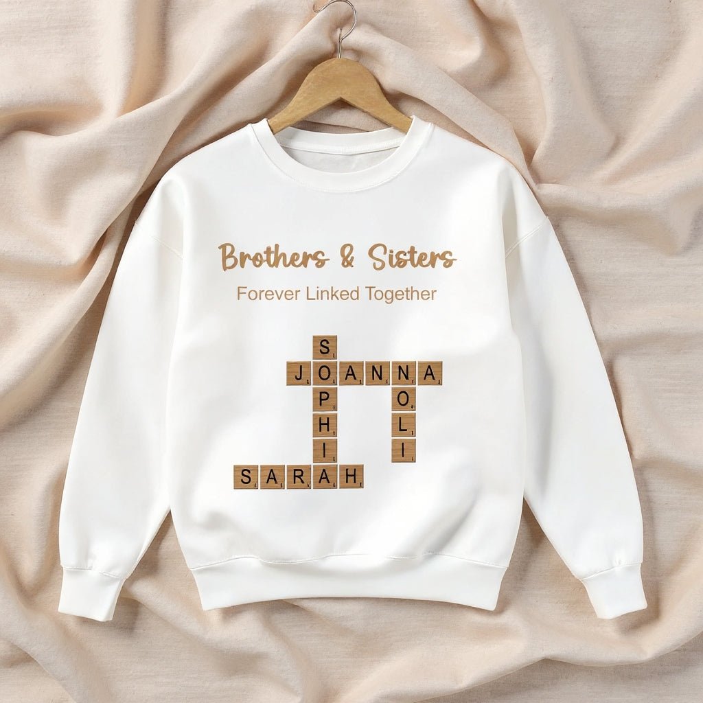Names, Inside Jokes & Memories Crossword Art Personalized Sweatshirt - Perfect Gift for Siblings, Family & Any Loved Ones, Unisex