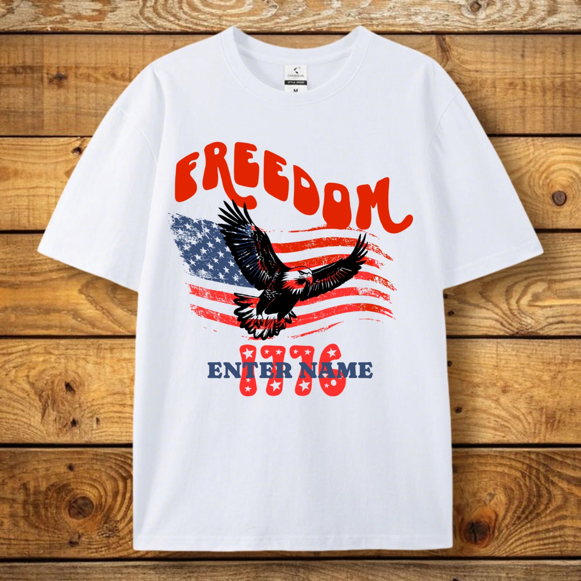 Personalized Freedom 1776 Eagle T-Shirt, Custom Name Patriotic Tee, The Perfect Gift For Patriotic Americans