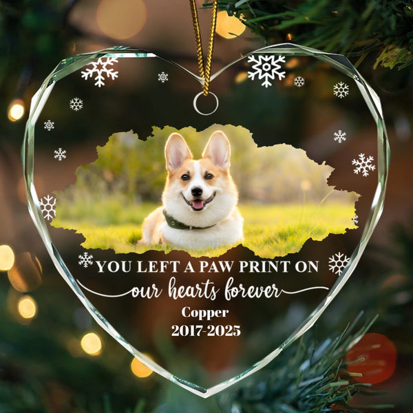Personalized Crystal Heart Ornament, Memorial Keepsake, Sympathy Gift for Loss of Dog or Cat