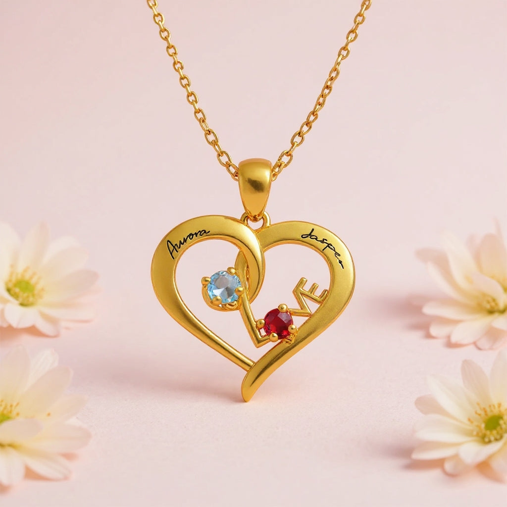 Personalized LOVE Heart Necklace, Gift for Couples, Perfect for Anniversaries, Valentine’s Day, Weddings