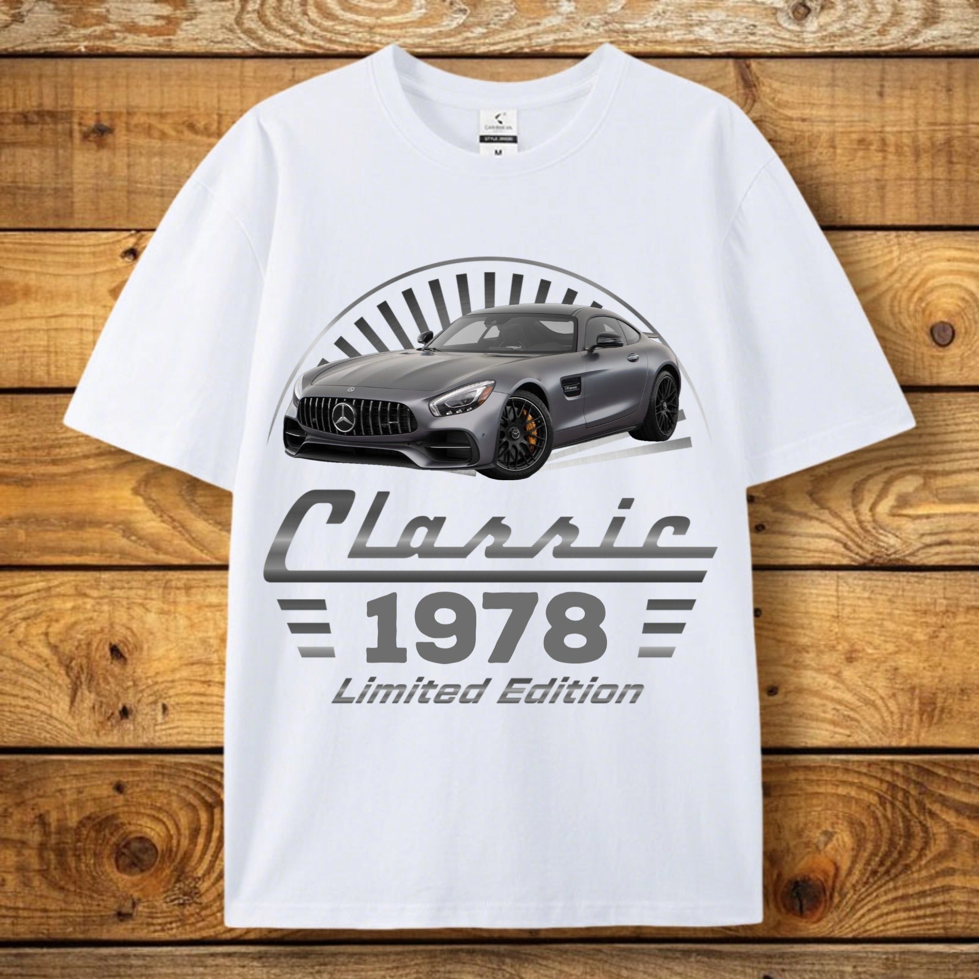 Personalized Classic T-shirts With Custom Photo Car Designs, Perfect For Birthday Parties For Racing Fans, Or As A Unique Gift For Dads Or Car Enthusiasts.