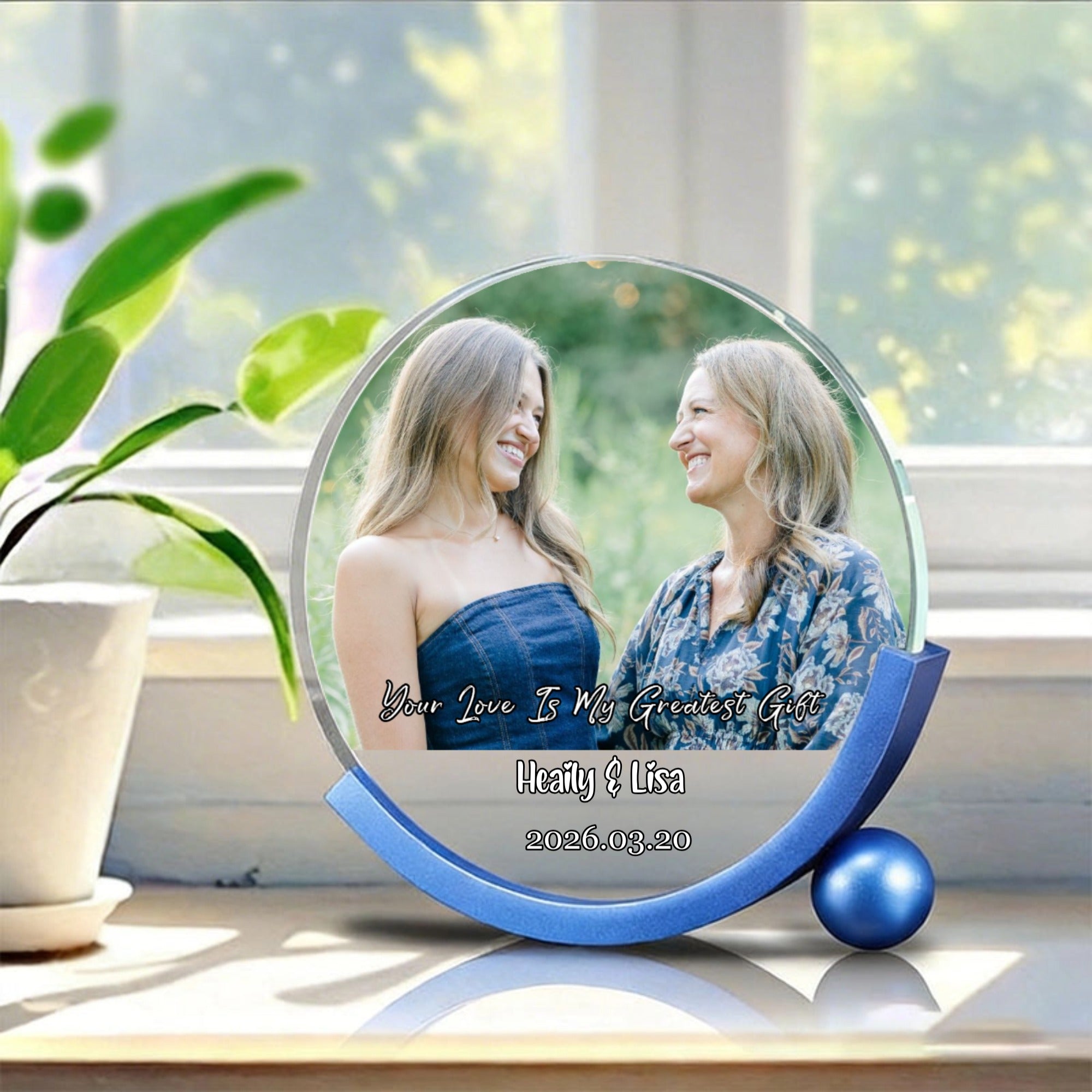 Personalized Crystal Photo Frame — Customizable with a Special Message and Name. A perfect gift for family, friends, and colleagues, suitable for birthdays, graduations, anniversaries, memorials, and Mother's Day.