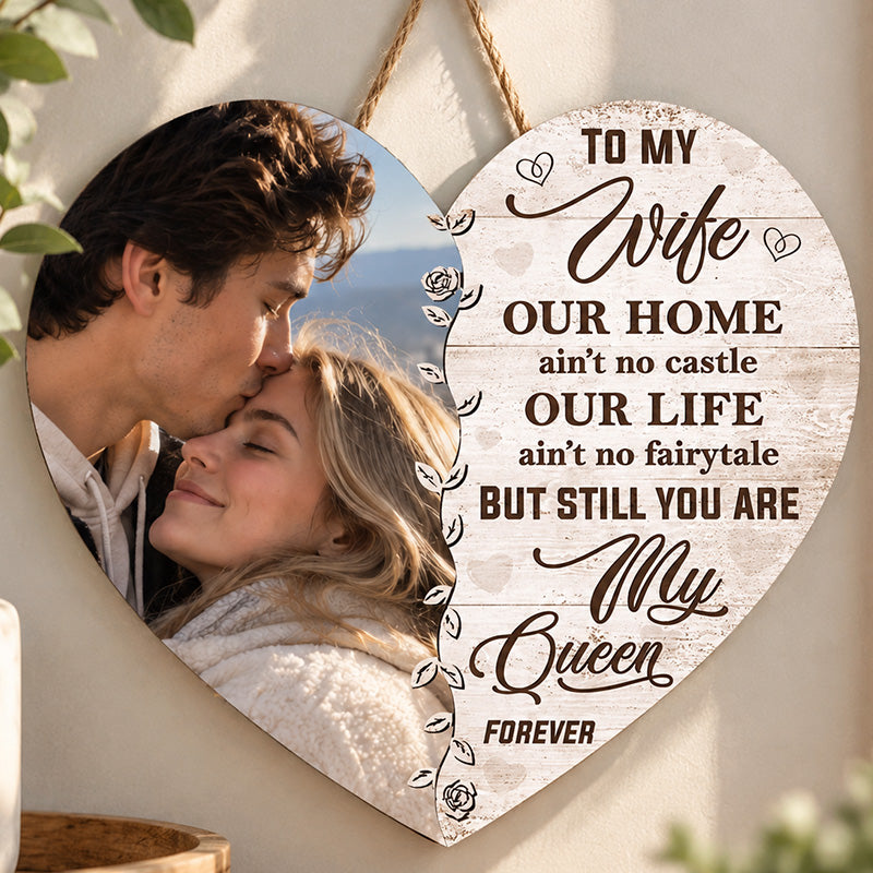 Personalized "You Are My Queen Forever" Wood Sign for Wife – Anniversary Gift for Couple