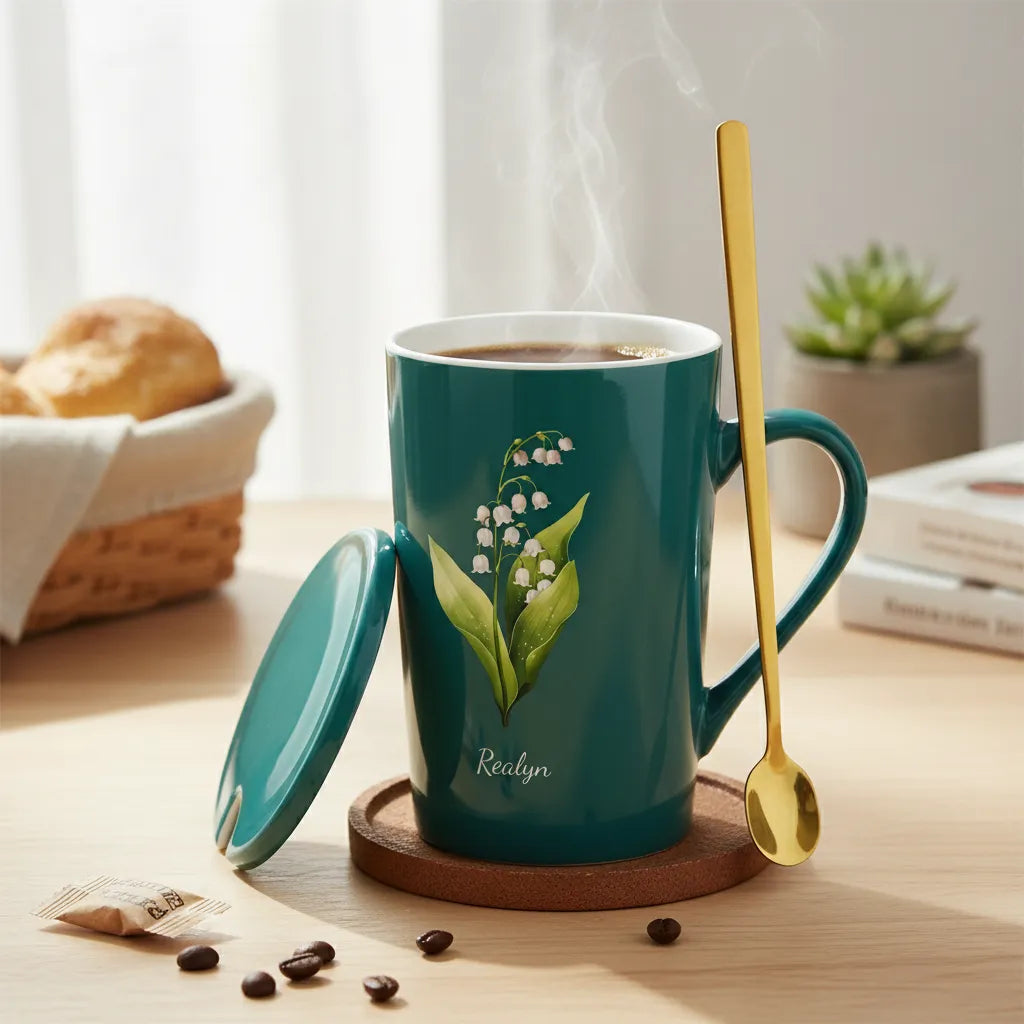 Personalized Birth Flower Insulated Travel Tumbler with Name Cute Floral Gift for Friends Coworkers Sisters Daughters