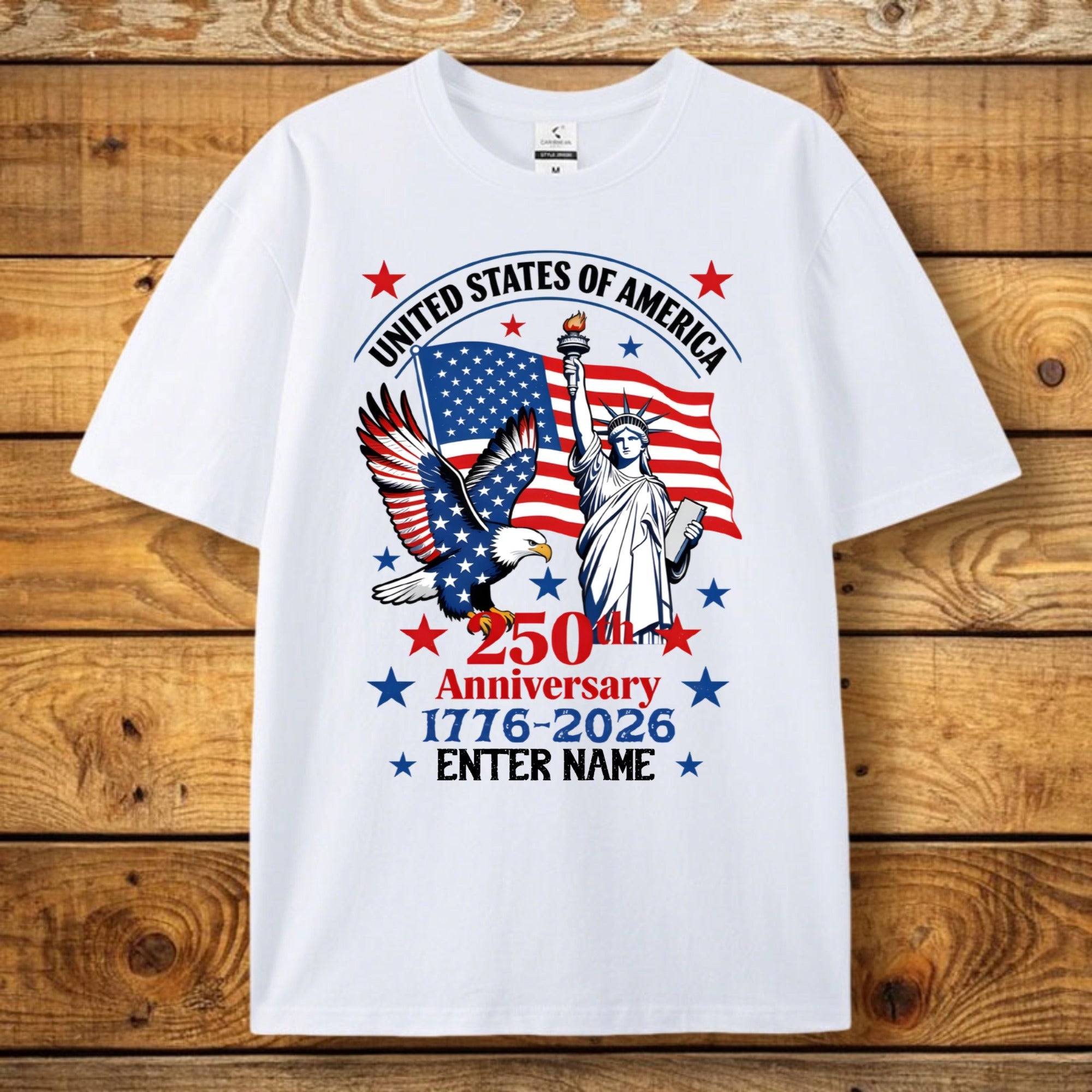 Personalized USA 250th Anniversary T-Shirt Design, Custom Patriotic Keepsake, The Perfect Gift For Proud Americans